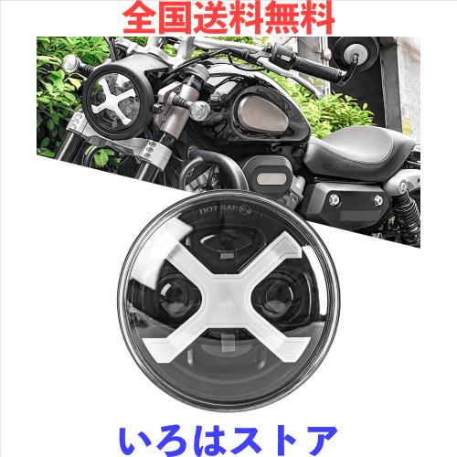 Vancroser 5.75インチ ヘッドライト バイクledヘッドライト X型DRL Hi