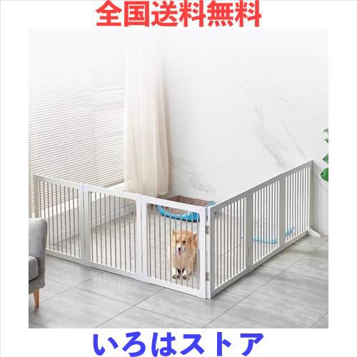 Puhang 犬ゲート ペットフェンス 木製 ペットゲート高さ70cm 4cm柵間隔 バリアゲート 折り畳み式 小型犬 収納便利 鉄製 赤ちゃん 脱走防