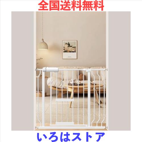 Qonimm ベビーゲート ペットゲート ペットドア付き 猫ドア付き 高さ78cm ロング 拡張フレーム付き 突っ張りタイプ (ホワイト,取付幅86-98の通販は 8,561円