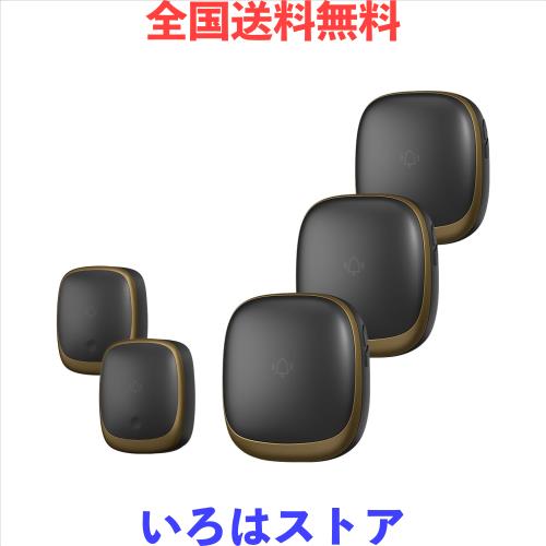 KULUSUPA ワイヤレスチャイム 玄関チャイム 電池不要 自動発電 音と光で呼び出しチャイムセット 7色led 4段階音量調節38曲選択 防水防塵