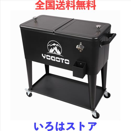 YOGOTO カート型 クーラーボックス80L キャスター付き 長時間保冷 保温 ローリング クーラーボックス キャンプ 大型 保冷クーラーBOX ク