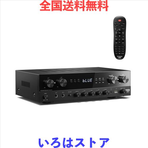 Donner パワーアンプ、オーディオアンプ Bluetooth 5.0、USB、FM、2マイクイン、エコー、RCA、家庭用ファイバー/同軸入力付きプレミアム1