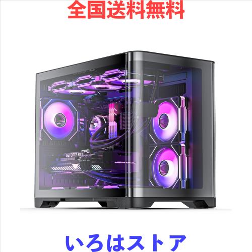 AsiaHorse ATX PCケース RGBファン付 ミドルタワー 強化ガラス