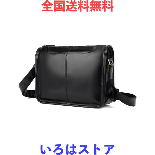 木村工房 メンズ ショルダーバッグ ブランド サコッシュ 縦型 男性用 牛革 ファスナー ビジネス 斜めがけ 多機能 ワンショルダー 肩掛け