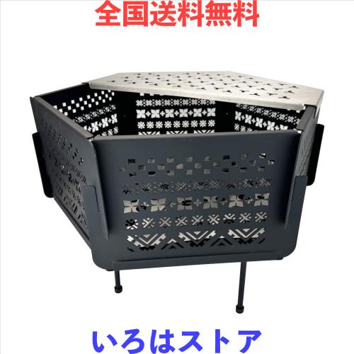 Solotour 焚火台 幅47cm コンパクト 五徳 大型 携帯便利 アウトドア キャンプ 組み立て 焚き火台 収納バッグ付き