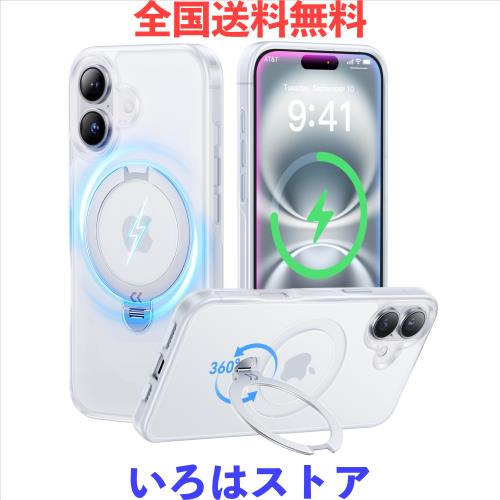 【2024最高傑作＆定点360度回転】CASEKOO iPhone 16 用 ケース 米軍MIL規格 耐衝撃 MagSafe対応 高耐久性【横縦両立・角度自由調整】 最大