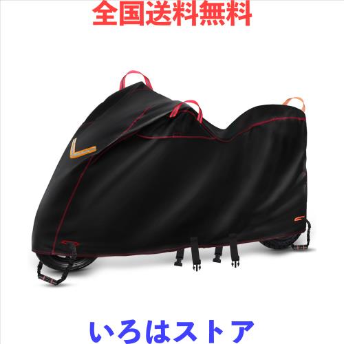 BstJyob バイクカバー オックス450D 厚手 【バイク専門家監修 防風プロテクション 腰絞りベルト付き 強風に負けない】 耐水圧20000mm 丈