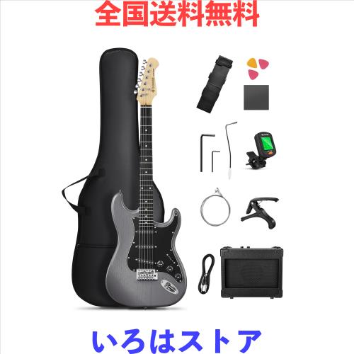 Donner エレキギター 初心者セット STタイプ SSSピックアップ 39インチ フルサイズ ミニアンプ付き 専用ケースとチューナーなどアクセサ