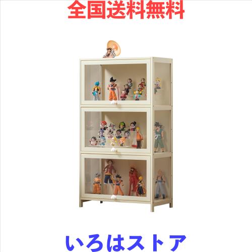 PFLife フィギュアケース 竹製 透明パネル キャビネット ディスプレイケース 棚 コレクションラック フィギュア グッズ 大容量 和風 ディ