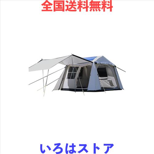 DRASOUL ワンタッチ テント 4人-6人用 ロッジ型 パークテント 前室側室あり 設営簡単 自立式 2重層 UPF50+ 耐水圧2000mm 初心者向け キャ