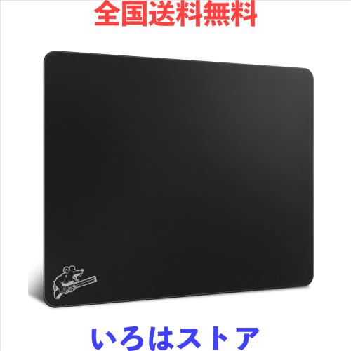 SIROOLAC 2.0 ガラス製ゲーミングマウスパッド FPS向け 2.6mm極薄 全面シリコンカバー エッチング加工 全新なシューティング体験 (ブラッ