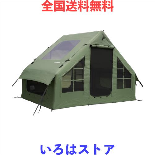ShinHye インフレータブルテント エアーテント ロッジ型 6.6？ 2〜4人用 420Dオックスフォード 大きな透明天窓 メッシュ窓 煙突穴付き フ
