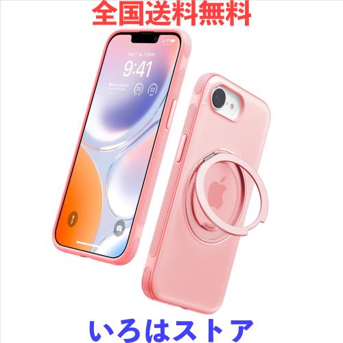 TORRAS iPhone 16e 用 ケース【初夏トキメキタイム・動画視聴ベストケース】多機能一体360°回転スタンド MagSafe充電対応 半透明 耐衝撃