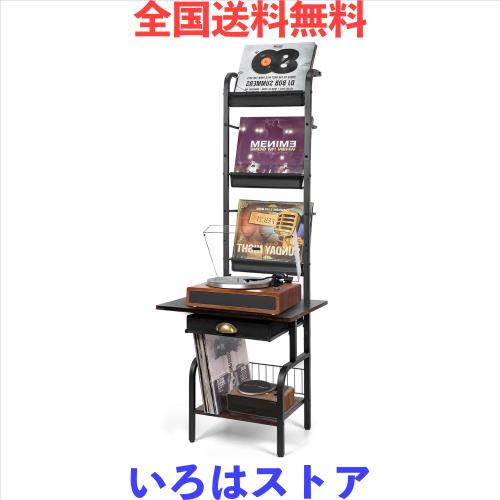 BQKOZFIN レコードプレーヤースタンド 2段 レコードラック ターンテーブルスタンド レコード棚 LP収納200枚可能 木製 レコードプレーヤー