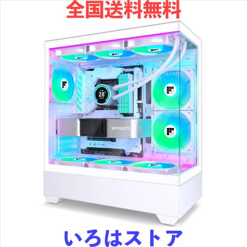 FOIFKIN PCケース - プリインストール6 PWM ARGBファン、ATXミッドタワーゲーミングケース、F1 (ホワイト, F1) 8,077円