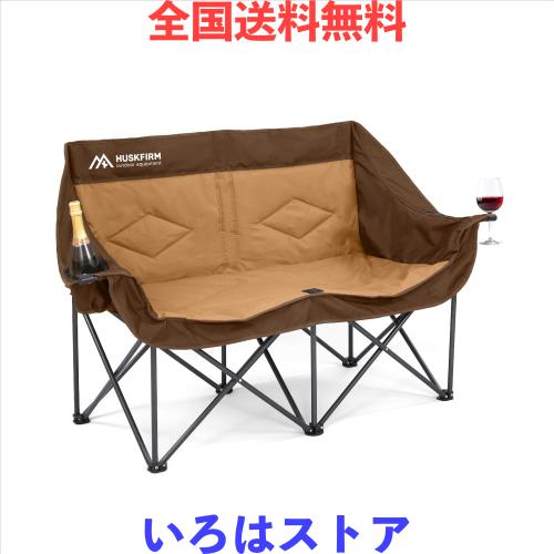 キャンプ チェア 2人掛け折りたたみ椅子キャンプ 椅子耐荷重300KG カップホルダーと収納バッグ付きふたりがけ椅子 キャンプ屋外、キャン