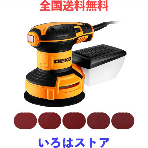 DEKOPRO ランダムサンダー 電動 サンダー 300W 14000RPM 電動サンダー 6段階調速 高集塵システム サンドペーパー 16枚 仕上げサンダー DI
