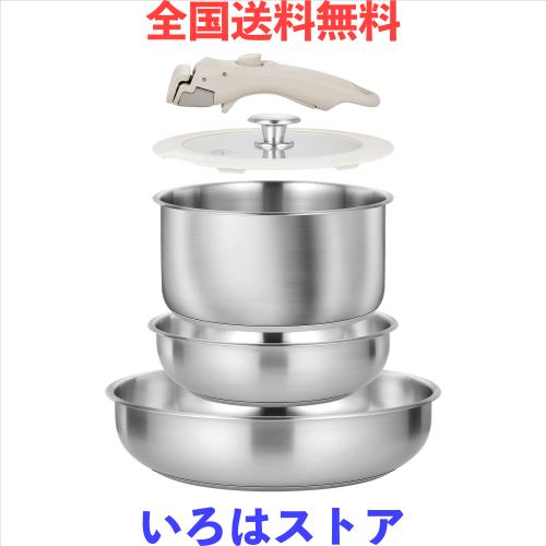 KOCH SYSTEME CS フライパン セット 7点 ステンレス フライパン 鍋セット 取っ手が取れる PFOAなどの有害物質不使用 IH ガス火対応 軽量