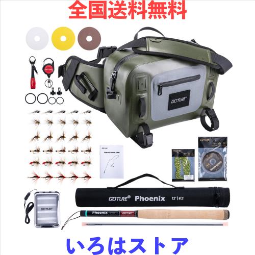 Goture テンカラロッドセット 渓流竿 3.6m アクセサリー12個 防水バッグ テンカラロッド テンカラ竿 釣り セット 軽量 炭素繊維【テンカ