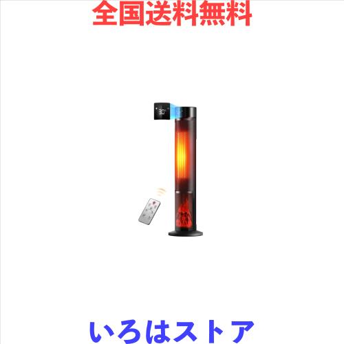 セラミックヒーター ヒーター 速暖 【2025新開発＆ECO恒温省エネ＆マイナスイオン】 電気ファンヒーター タワー型 3D疑似炎 LCDディスプレ