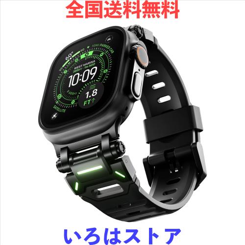 PEAKZOOC アップルウォッチ バンド フッ素ゴム Apple Watch対応バンド スポーツ 交換用 ベルト 軽量 通気性 耐衝撃 防水 防汗メンズ Ultr