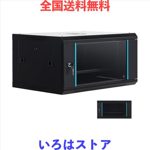 サーバーラック 壁掛け型 ネットワークラック SPCC0.8mm 鍵付き扉 通気設計 可動棚板付 NAS ルーター ハブ 収納 オフィス 家庭用 (6U)