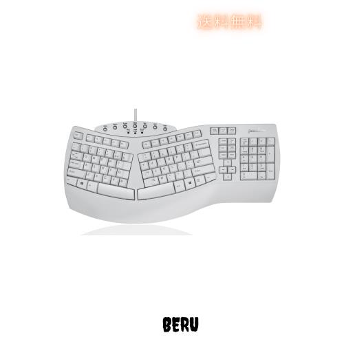 Perixx(ペリックス) PERIBOARD-512WUS エルゴノミクス キーボード 白 有線 フルサイズ 人間工学 左右分離型 104キー 立体カーブ 腱鞘炎防