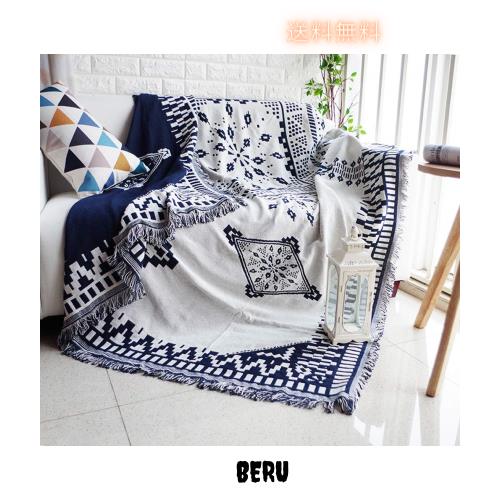 HomeFirst マルチカバー 北欧風 ソファカバー 長方形 おしゃれ 多機能 ブランケット ベッドカバー フリンジ付き 綿 2人掛け 3人掛け カウの通販は 5,280円