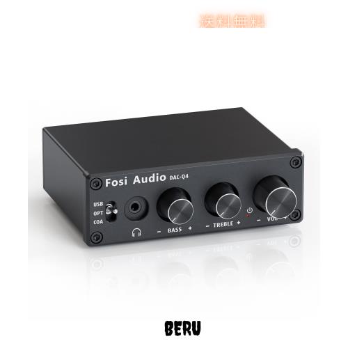 Fosi Audio Q4 DAC ヘッドフォンアンプ 小型 ミニステレオ 24ビット 光デジタル コンパクト ダック ヘッドホンアンプ 192KHz PC-USB/光/