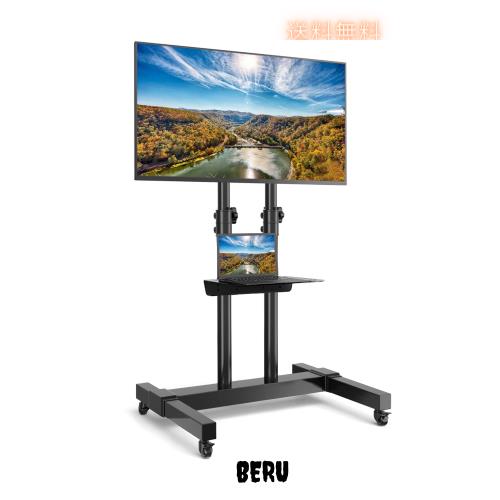 Rfiver テレビスタンドキャスター付き tvスタンド 二重支柱設計 32~75インチ対応 高さ調節可能 テレビスタンド ハイタイプ 棚付き 移動式