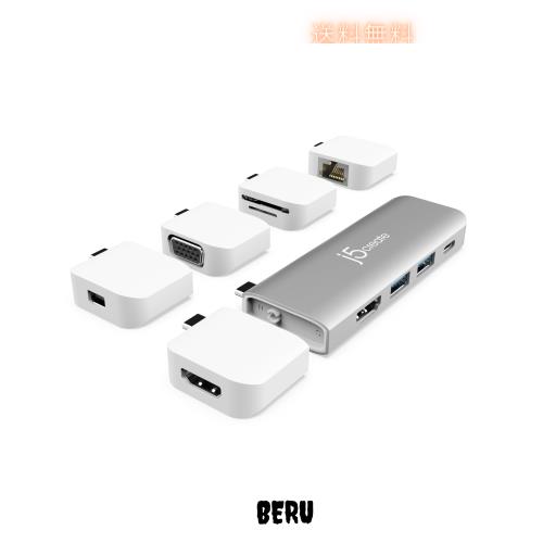 j5create USB-C マルチディスプレイ モジュラーハブ | HDMI×2 Mini DisplayPort VGA PD 100W RJ-45イーサネット USB-A x 2 USB Type-C× 6,392円