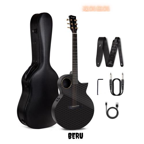 Enya X4 Pro 41”アコースティック/エレキギター カーボンファイバーAcousticPlus ピックアップ付き、ハードケースと革製ストラップ付き