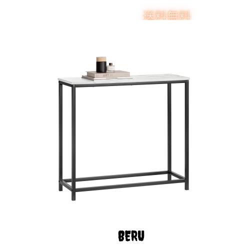 SoBuy コンソールテーブル サイドテーブル 大理石調 玄関テーブル スリム 幅80×奥行き30×高さ75cm カウンターテーブル ブラック おしゃ