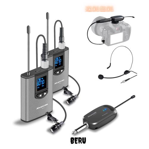 Alvoxcon ワイヤレスマイク UHF ピンマイク ワイヤレス ヘッドセットマイク クリップマイク ハンズフリーマイク 無線マイク 動画撮影？ 録 15,434円