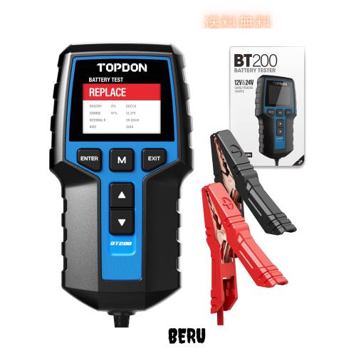 TOPDON BT200 バッテリーテスター 高精度100-2000CCAテスト AGM・ゲル・EFBバッテリー向け 日本語良否判定・CCA・SOH・SOC・電圧・内部抵の通販は