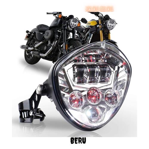 Largoods 7インチ LEDヘッドライト ブラケット付き 最新型Ｖ型 Hi/Lo切り替え 白/赤DRL機能付き ハーレー ダビッドソン ホンダ 川崎 鈴木
