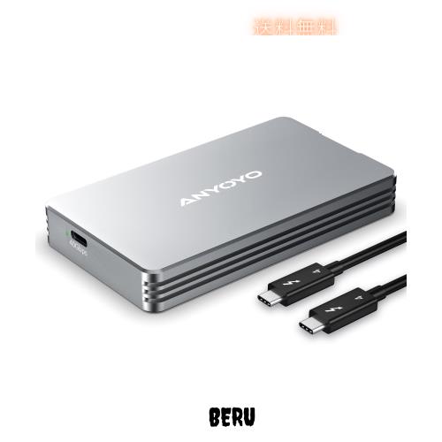 ANYOYO Thunderbolt 4/3 ＆ USB4 M.2 PCIe 2280 M-KEY（B+M KEY）NVMe SSD 外付けケース ,40Gbps NVME SSD ケース , 最大2700MB/s ,アルミ
