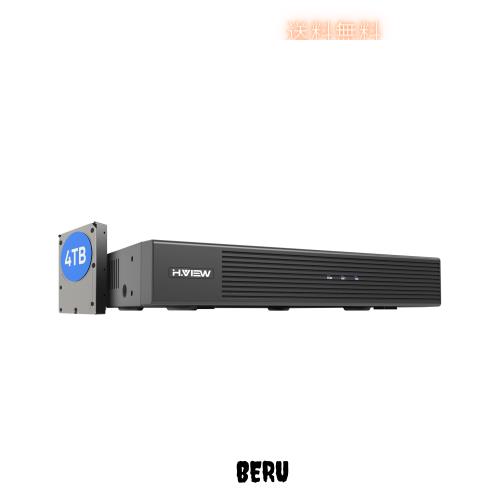 H.View 防犯録画機 2023年新版 NVRビデオレコーダー4K 8MP 8チャンネル H.265デジタルレコーダー 防犯レコーダー スマホ遠隔監視対応 日の通販は 28,180円