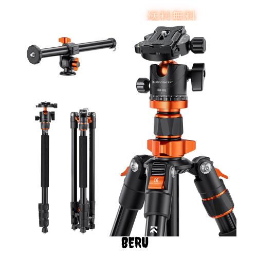 K＆F Concept 三脚 カメラ三脚 231cm 三脚ブーム 一眼レフ三脚 中心軸横断 俯瞰撮影 マクロ撮影４段伸縮 360度回転 パノラマ雲台 一脚可変