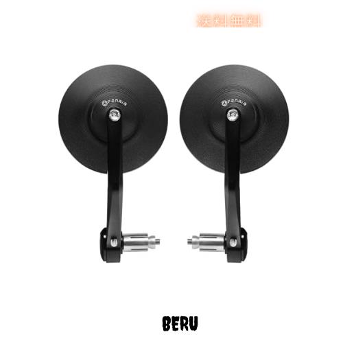 FENRIR ブラック オートバイ バイク バーエンドミラー バイク ミラー レトロ CNC アルミ にとって M6/M8 ネジ / ハンドルバー内径13-19MMの通販は