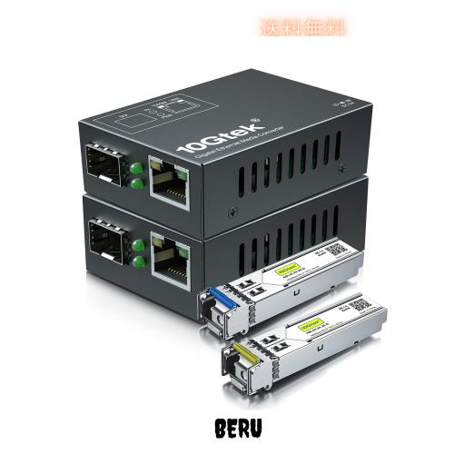 10Gtek ギガビット 光メディアコンバーター 小さいサイズ 1対, シングルモード 1芯 LC ファイバー 1.25Gb/s BiDi 1000Base-LX SFPモジュの通販は 10,461円