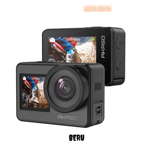 アクションカメラ-AKASO Brave7-4K60fps ウェアラブルカメラ IPX8本機防水10M 水中カメラ 6軸手ぶれ補正 スポーツ WiFi アクションカム