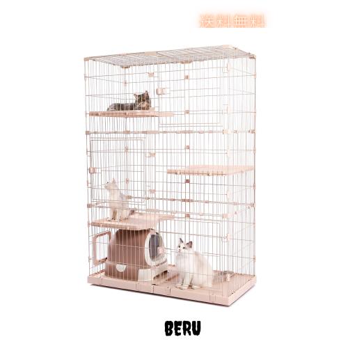 PETEPELA(ぺテぺラ) 猫 ケージ 大型 3段 広い 2段 多頭飼い キャットケージ 猫用エンクロージャ キャスター/ローラー 大きい/でかい 増や