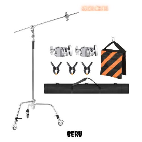 SOONPHO センチュリースタンド キャスター付き フルメタルCスタンド 1.3Mブームアーム 収納バッグ付き 3.3M調節可能 プロ撮影スタジオ フ