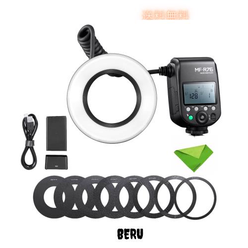 GodoX MF-R76 マクロリングフラッシュストロボ,76Ws 660フルパワーフラッシュ,ABランプの独立点滅、10段階の明るさ調整、フラッシュ出力