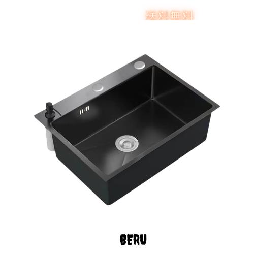 JOMOWN キッチンシンク 流し台 ステンレス製 600*450mm シンクセット 台所 家庭用 大容量 手作り 水切りカゴ付き（蛇口なし）
