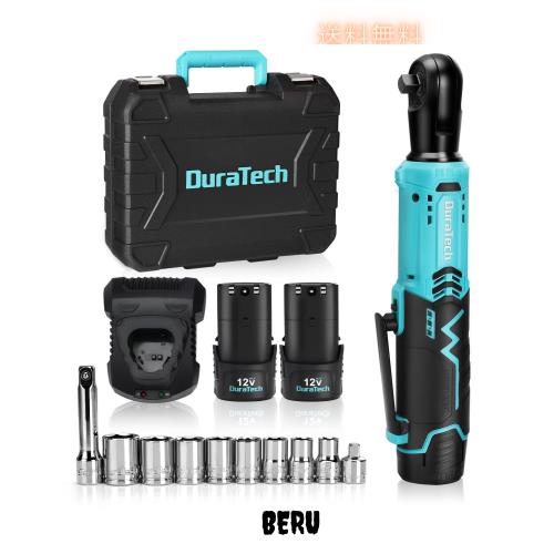 DURATECH 電動ラチェットレンチ ラチェットレンチセット 9.5粍（3/8”）＆6.35粍（1/4”） 12V コードレス 申し受ける式 ラチェットヘッド 最高限度