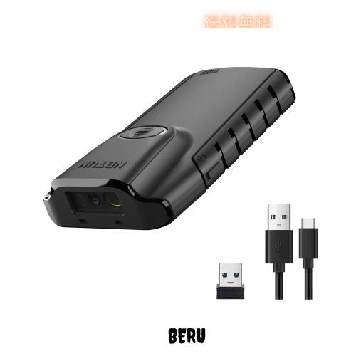 NETUM Bluetooth 2Dバーコードスキャナー、3-in-1小型ポータブルQRバーコードリーダー自動ワイヤレスガンスキャンバッククリップタブレッ