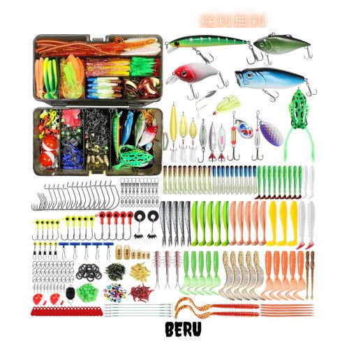TRUSCEND フィッシングルアーベイトタックル プラスチックワーム、トップウォータールアー、タックルボックスなどを含むフィッシングギア