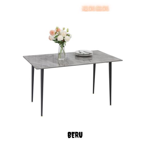 家具 UNHO ダイニングテーブル 食卓 テーブル 4人用 石材×スチール 単品 幅120×奥行70×高さ76 おしゃれ モダン 大理石風 ホワ